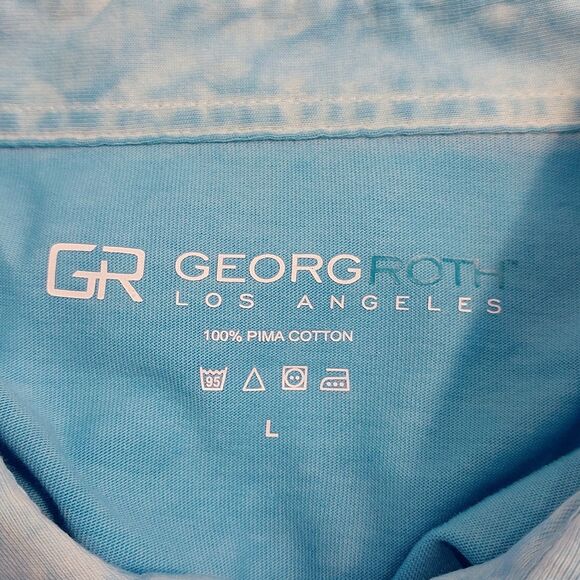 Georg Roth Cambria Long Sleeve Button Up Polo Shirt Men's Large Pima Cotton Peru - Picture 6 of 10